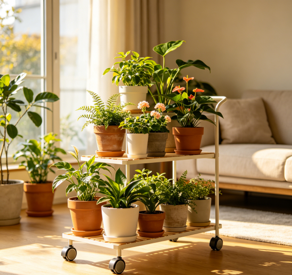 Rolling Multi Tier Plant Stand